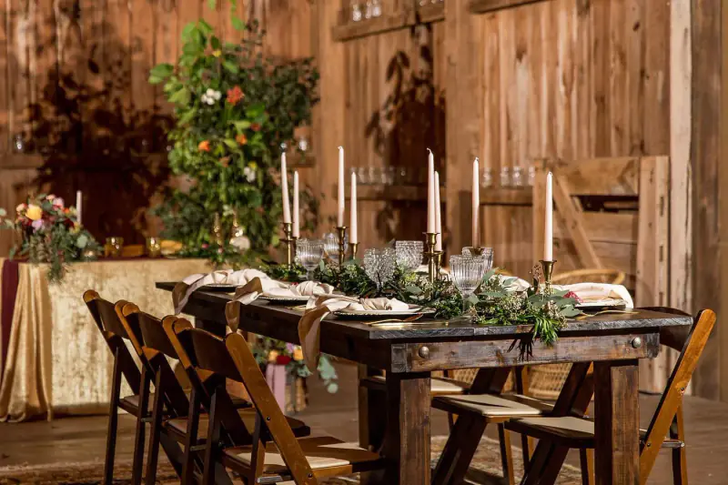 Barn table with candles