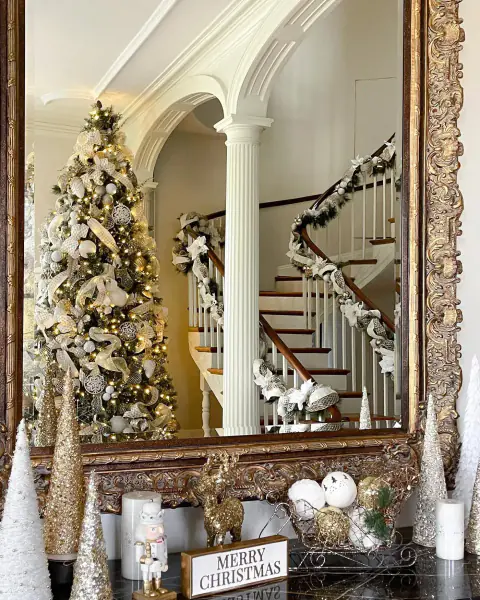 Flocked tree with gold
